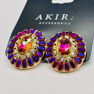 AKIRA Vibrant Pink and Gold Earrings